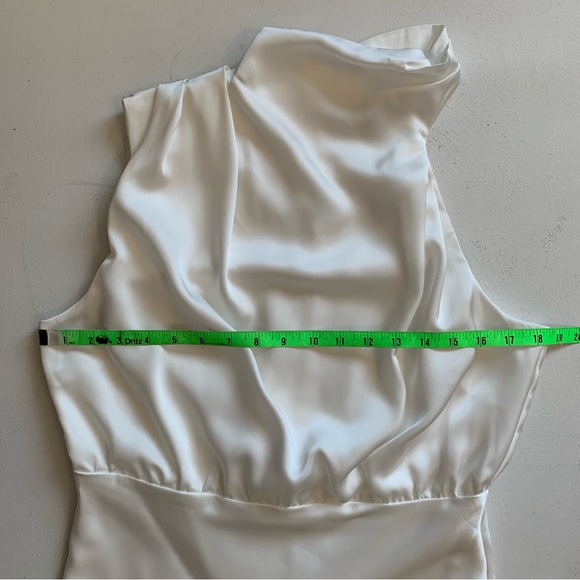 Lulus Distinctive Charm White Satin Asymmetrical Midi Dress Size Large NWT - Picture 14 of 17